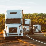 trucks on road